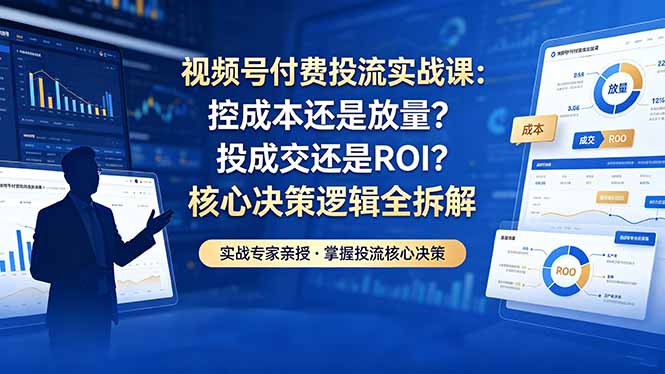 视频号付费投流实战课-5月：控成本还是放量？投成交还是ROI？核心决策逻辑全拆解-资源后花园