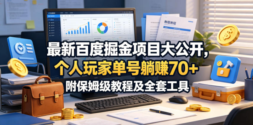 最新百度掘金项目大公开，个人玩家单号躺賺70+，附保姆级教程及全套工具【揭秘】-资源后花园