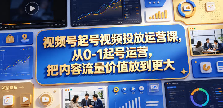 视频号起号视频投放运营课，从0-1起号运营，把内容流量价值放到更大-资源后花园