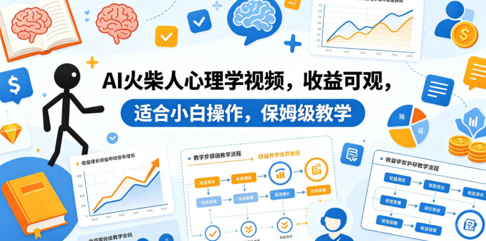 AI火柴人心理学视频，收益可观，适合小白操作，保姆级教学-资源后花园