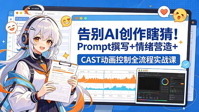 告别AI创作瞎猜！Prompt撰写+情绪营造+CAST动画控制全流程实战课-资源后花园
