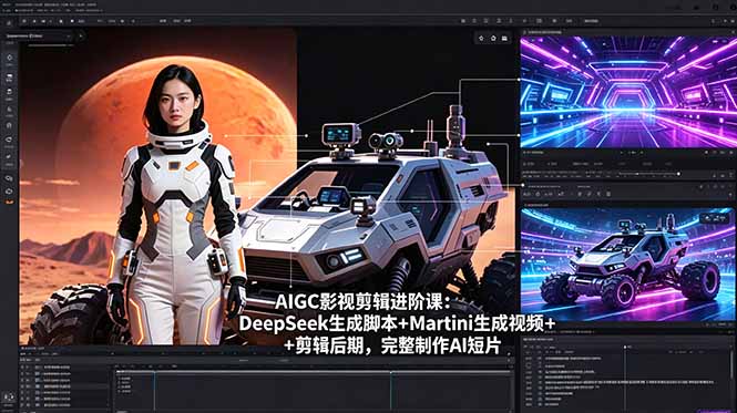 AIGC影视剪辑进阶课：DeepSeek生成脚本+Martini生成视频+剪辑后期，完整制作AI短片-资源后花园