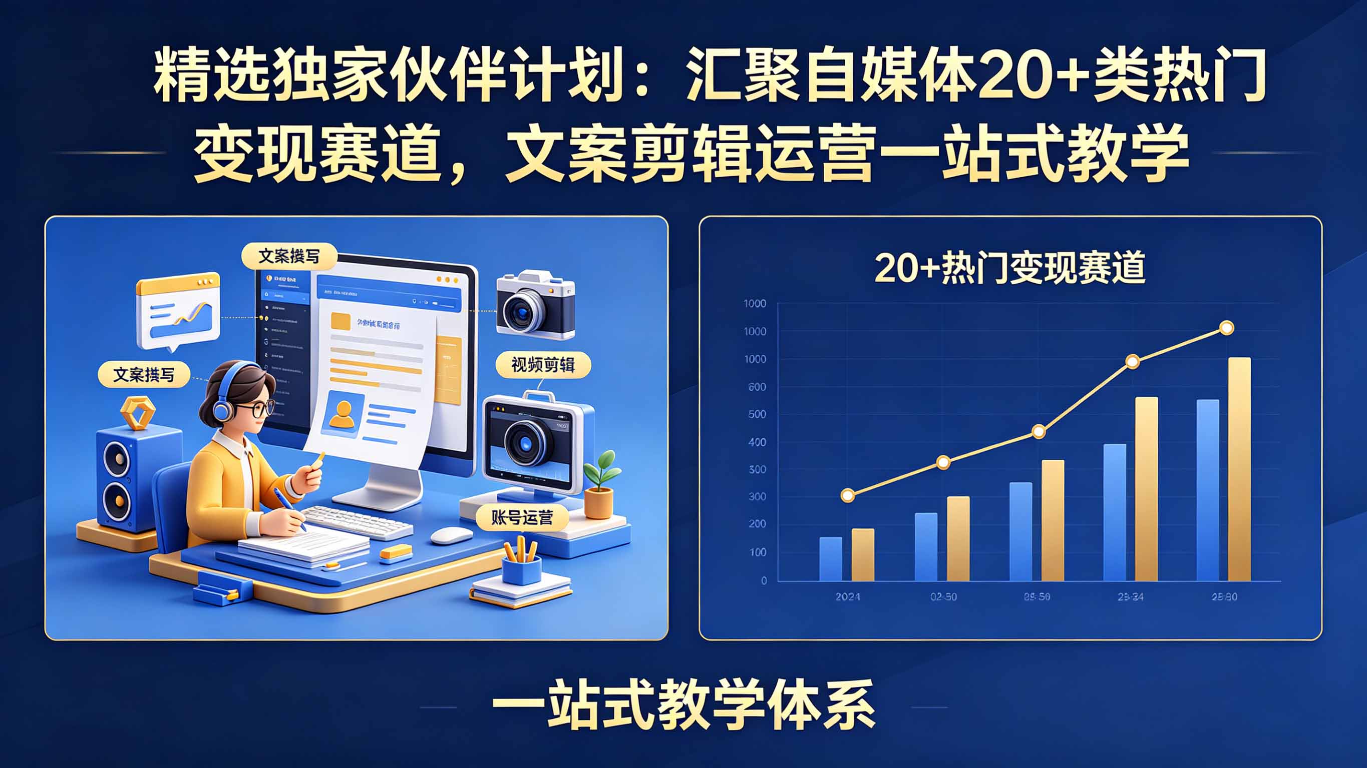 精选独家伙伴计划：汇聚自媒体20+类热门变现赛道，文案剪辑运营一站式教学-资源后花园