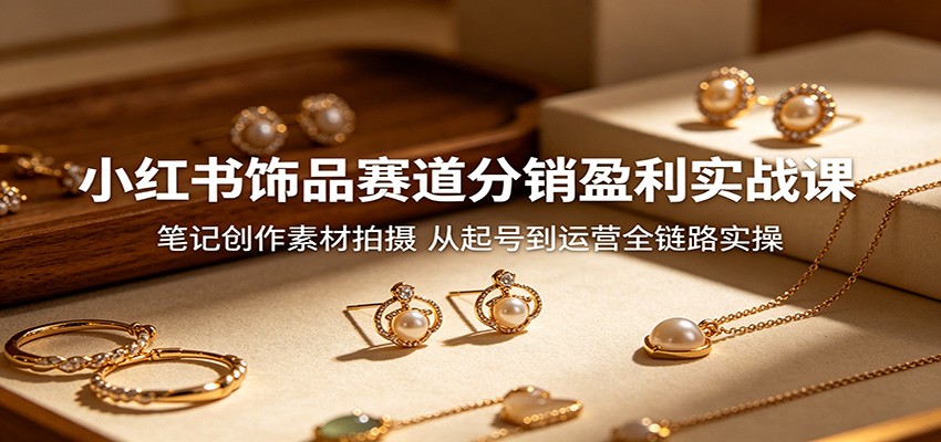 小红书饰品赛道分销盈利实战课：笔记创作素材拍摄，从起号到运营全链路实操-资源后花园