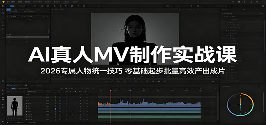AI真人MV制作实战课：2026专属人物统一技巧，零基础起步批量高效产出成片-资源后花园