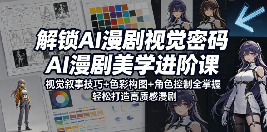 解锁AI漫剧视觉密码，AI漫剧美学进阶课，视觉叙事技巧+色彩构图+角色控制全掌握，轻松打造高质感漫剧-资源后花园