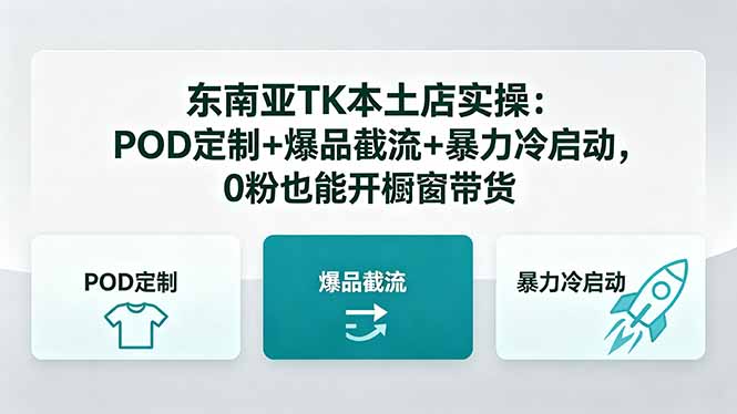 东南亚TK本土店实操-5月更新：POD定制+爆品截流+暴力冷启动，0粉也能开橱窗带货-资源后花园