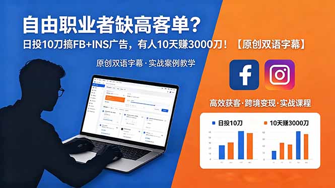 自由职业者缺高客单？日投 10 刀搞 FB+INS 广告，有人 10 天赚 3000 刀！【原创双语字幕】-资源后花园