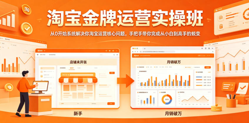 淘宝金牌运营实操班，从0开始系统解决你淘宝运营核心问题，手把手带你完成从小白到高手的蜕变-资源后花园