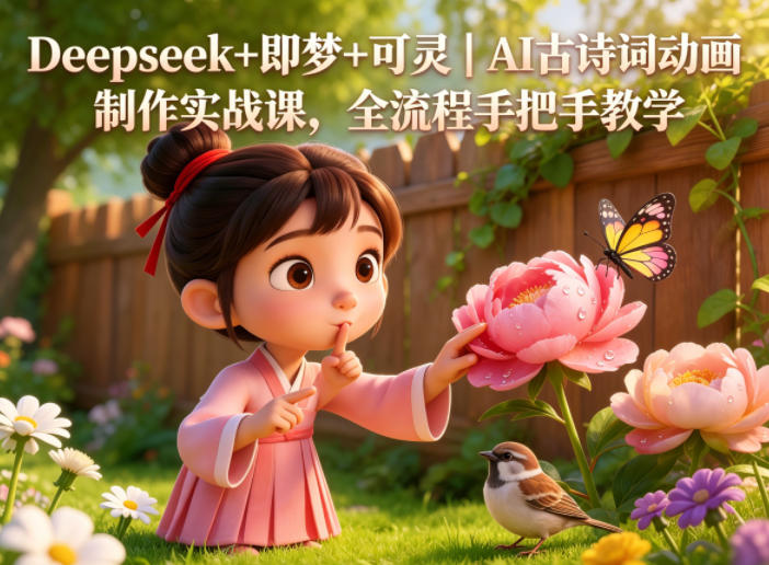 Deepseek+即梦+可灵｜AI古诗词动画制作实战课，全流程手把手教学-资源后花园