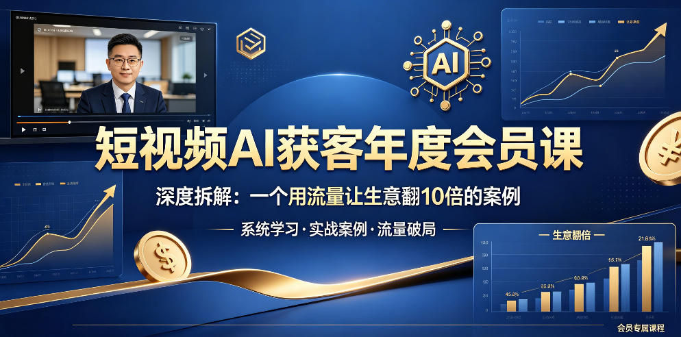 短视频AI获客年度会员课，深度拆解，一个用流量让生意翻10倍的案例-资源后花园