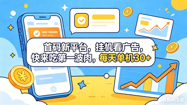 首码新平台，挂G自动看广告，快来吃第一波肉，每天单机30+，可矩阵放大【揭秘】-资源后花园