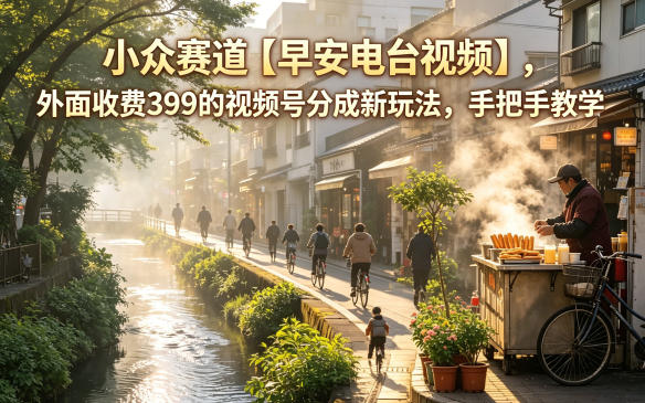 小众赛道【早安电台视频】，外面收费399的视频号分成新玩法，手把手教学-资源后花园