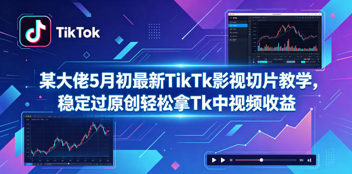 某大佬5月初最新TikTk影视切片教学，稳定过原创轻松拿Tk中视频收益-资源后花园