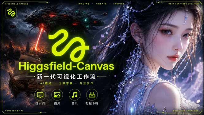Higgsfield Canvas AI视频制作详解，节点式工作流搭建，重构新式视频创作完整教程-资源后花园
