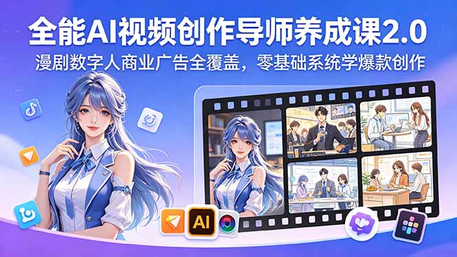 全能AI视频创作导师养成课2.0，漫剧数字人商业广告全覆盖，零基础系统学爆款创作-资源后花园
