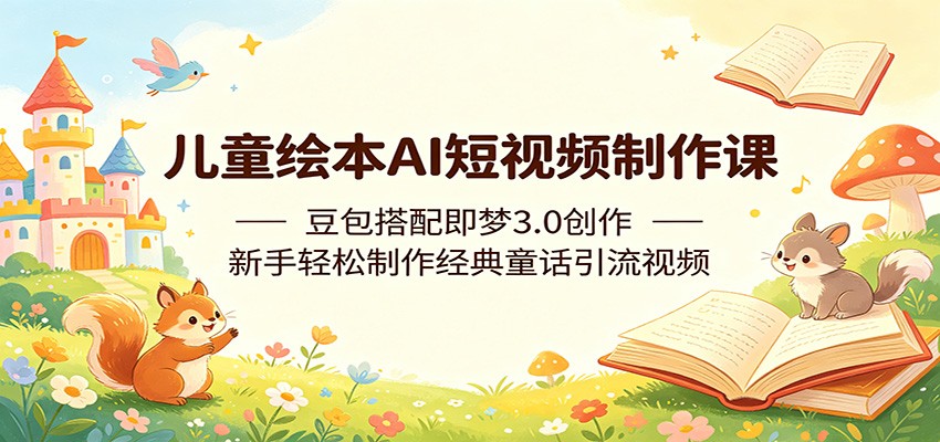 儿童绘本AI短视频制作课：豆包搭配即梦3.0创作，新手轻松制作经典童话引流视频-资源后花园