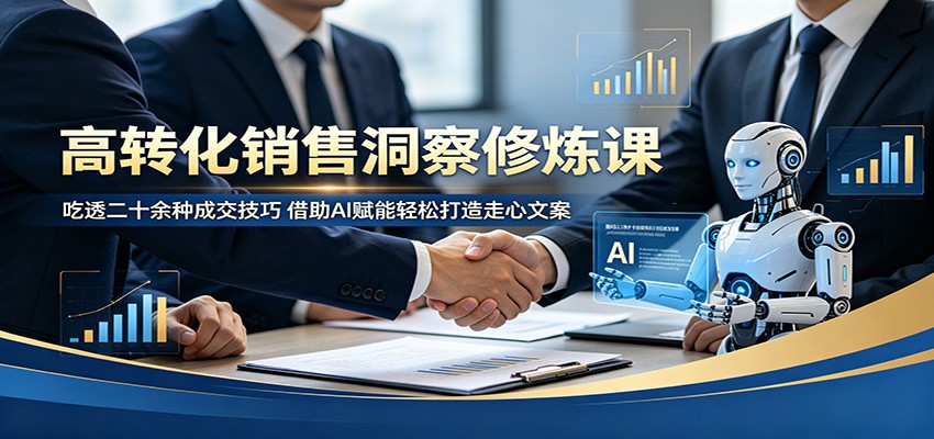 高转化销售洞察修炼课：吃透二十余种成交技巧，借助AI赋能轻松打造走心文案-资源后花园