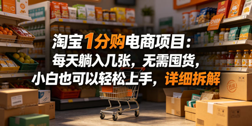 淘宝1分购电商项目：每天躺入几张，无需囤货，小白也可以轻松上手，详细拆解-资源后花园