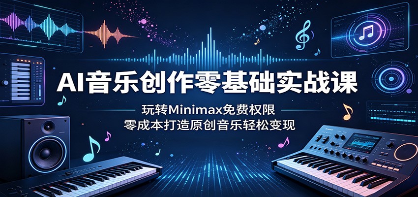 AI音乐创作零基础实战课：玩转Minimax免费权限，零成本打造原创音乐轻松变现-资源后花园
