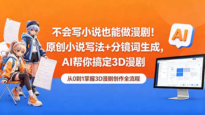 不会写小说也能做漫剧！原创小说写法+分镜词生成，AI帮你搞定3D漫剧-资源后花园