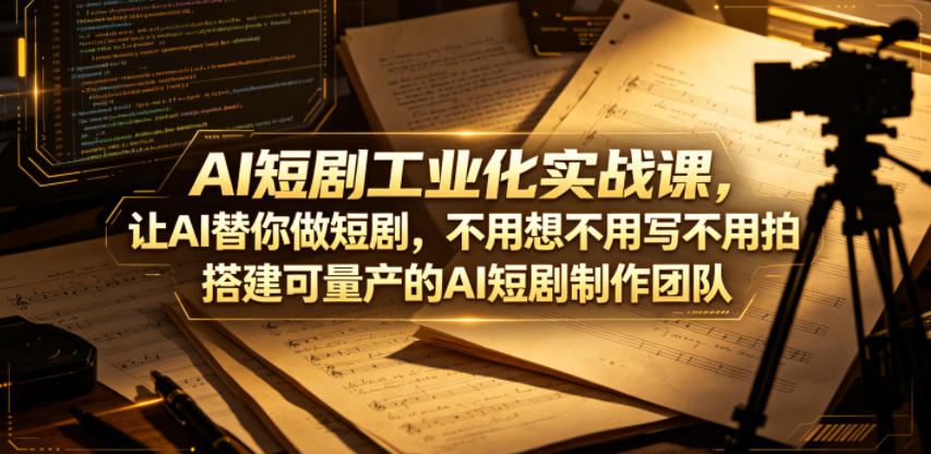 AI短剧工业化实战课，让AI替你做短剧，不用想不用写不用拍，搭建可量产的AI短剧制作团队-资源后花园