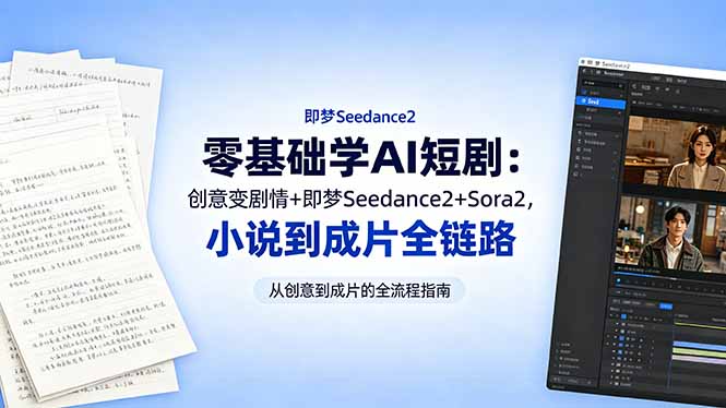 零基础学AI短剧：创意变剧情+即梦Seedance2+Sora2，小说到成片全链路-资源后花园