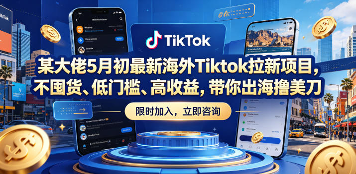 某大佬5月初最新海外Tiktok拉新项目，不囤货、低门槛、高收益，带你出海撸美刀-资源后花园