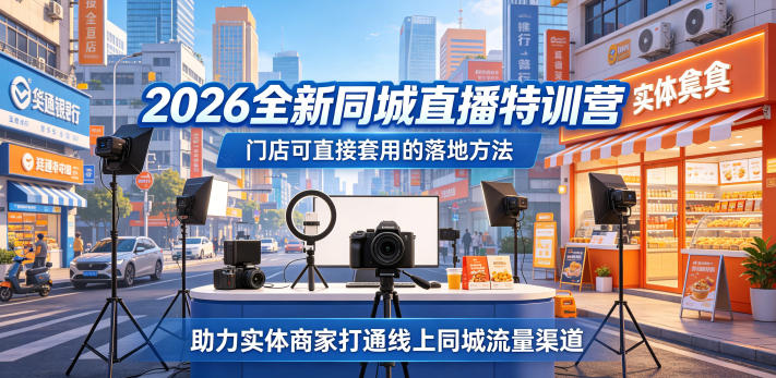 2026全新同城直播特训营，门店可直接套用的落地方法，助力实体商家打通线上同城流量渠道-资源后花园