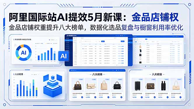 阿里国际站AI提效5月新课：金品店铺权重提升八大榜单，数据化选品复盘与橱窗利用率优化-资源后花园