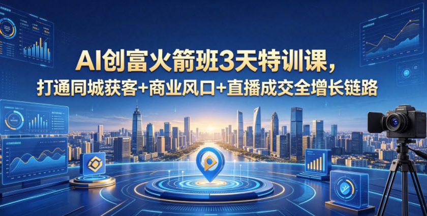 AI创富火箭班3天特训课，打通同城获客+商业风口+直播成交全增长链路，2026年4月新课-资源后花园