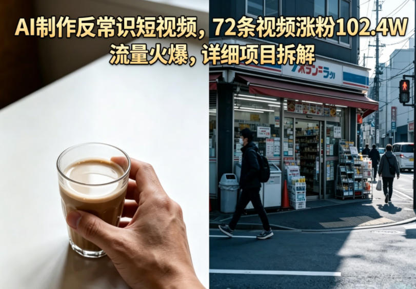 AI制作反常识短视频，72条视频涨粉102.4W，流量火爆，详细项目拆解-资源后花园