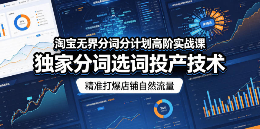 淘宝无界分词分计划高阶实战课，独家分词选词投产技术，精准打爆店铺自然流量-资源后花园