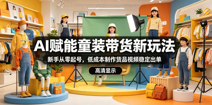 AI赋能童装带货新玩法，新手从零起号，低成本制作货品视频稳定出单-资源后花园
