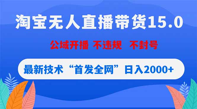 淘宝无人直播带货15.0，不封号，不违规，公域玩法，首发全网日入2000+-资源后花园