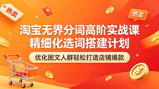 淘宝无界分词高阶实战课 精细化选词搭建计划 优化图文人群轻松打造店铺爆款-资源后花园