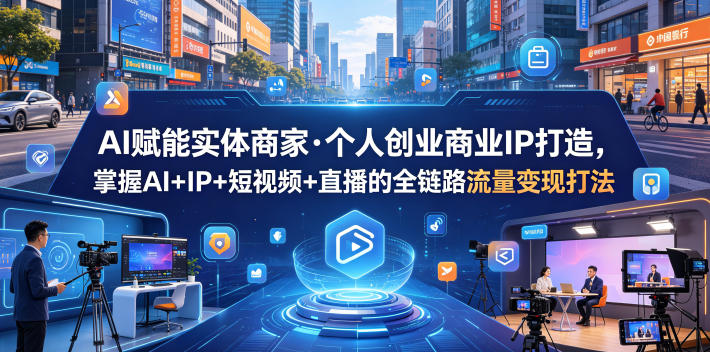 AI赋能实体商家·个人创业商业IP打造，掌握AI+IP+短视频+直播的全链路流量变现打法-资源后花园
