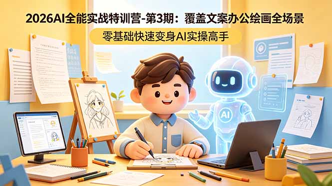 2026AI全能实战特训营-第3期：覆盖文案办公绘画全场景 零基础快速变身AI实操高手-资源后花园