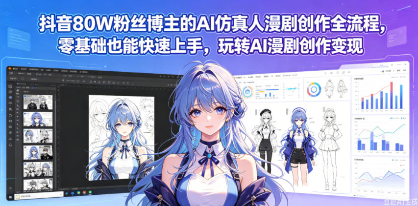 抖音80W粉丝博主的AI仿真人漫剧创作全流程，零基础也能快速上手，玩转AI漫剧创作变现-资源后花园
