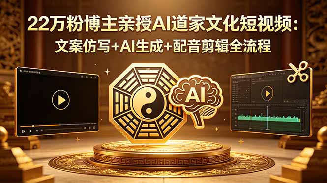22万粉博主亲授AI道家文化短视频：文案仿写+AI生成+配音剪辑全流程-资源后花园