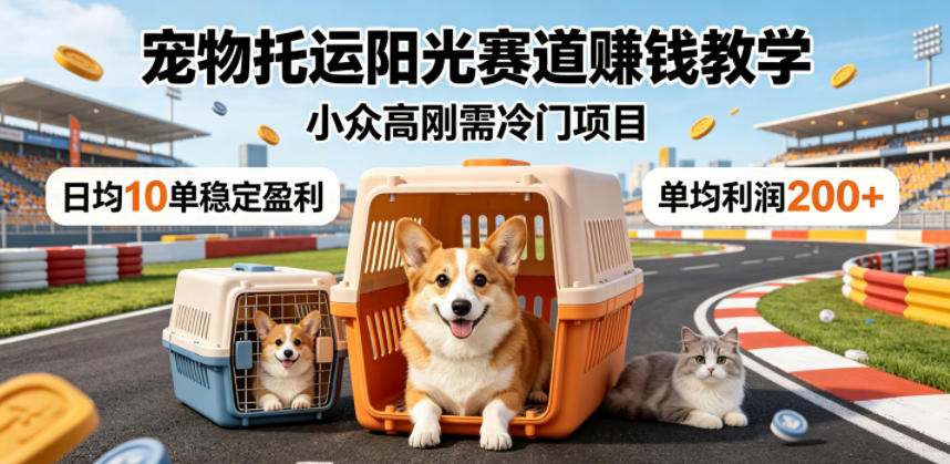 宠物托运阳光赛道賺钱教学，小众高刚需冷门项目，日均10单稳定盈利，单均利润200+-资源后花园