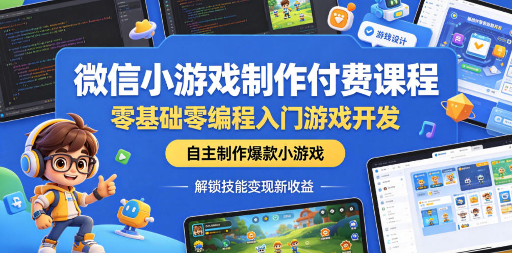 微信小游戏制作付费课程，零基础零编程入门游戏开发，自主制作爆款小游戏，解锁技能变现新收益-资源后花园