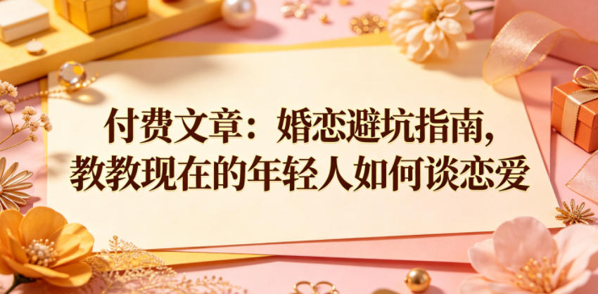 付费文章：婚恋避坑指南，教教现在的年轻人如何谈恋爱-资源后花园