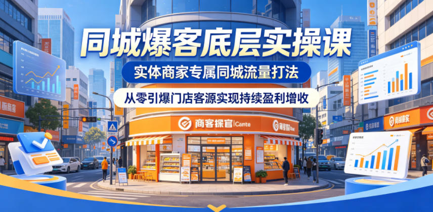 同城爆客底层实操课，实体商家专属同城流量打法，从零引爆门店客源实现持续盈利增收-资源后花园
