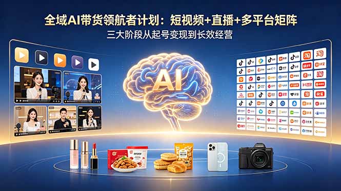全域AI带货领航者计划：短视频+直播+多平台矩阵，三大阶段从起号变现到长效经营-资源后花园