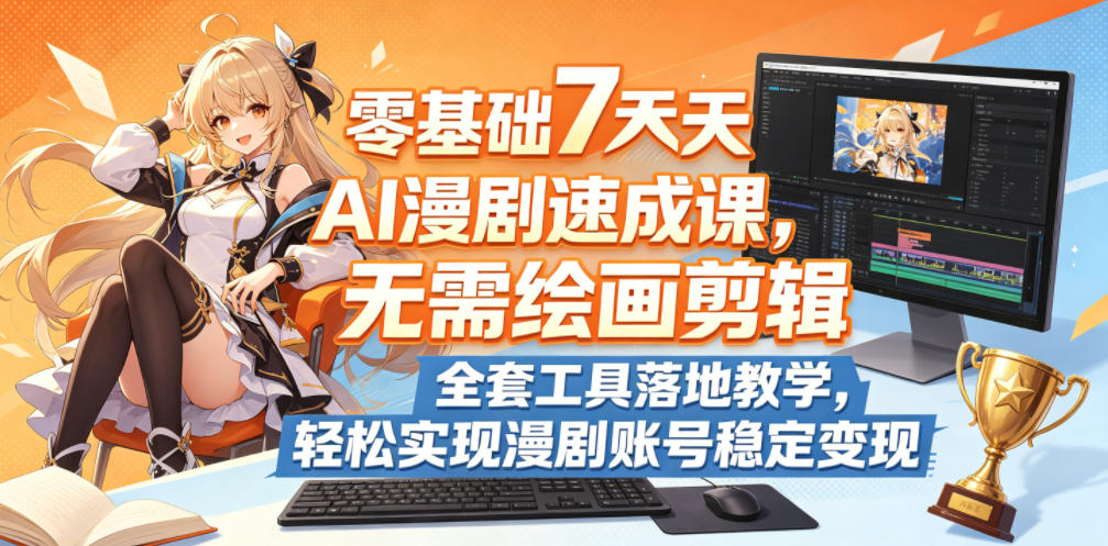 零基础7天AI漫剧速成课，无需绘画剪辑，全套工具落地教学，轻松实现漫剧账号稳定变现-资源后花园