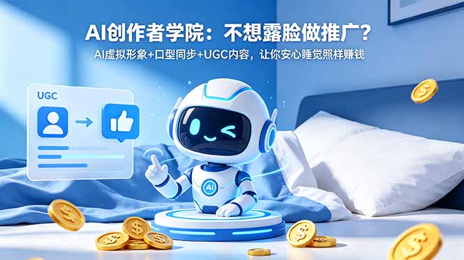 AI创作者学院：不想露脸做推广？AI虚拟形象+口型同步+UGC内容，让你安心睡觉照样赚钱-资源后花园