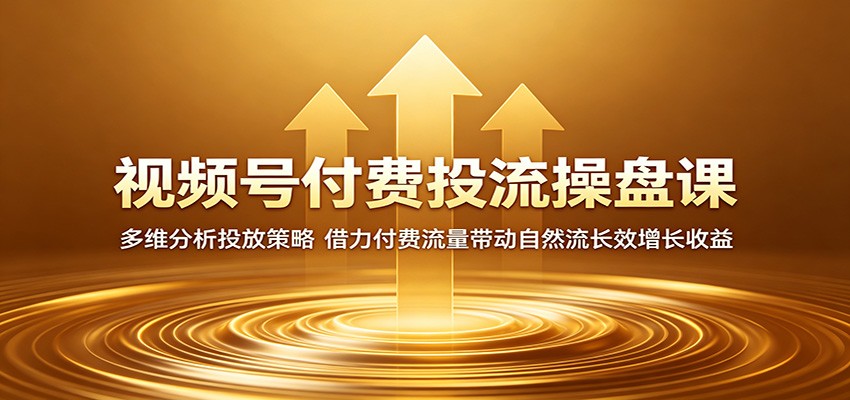 视频号付费投流操盘课：多维分析投放策略，借力付费流量带动自然流长效增长收益-资源后花园
