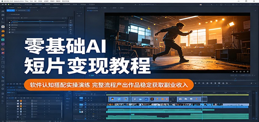 零基础AI短片变现教程：软件认知搭配实操演练，完整流程产出作品稳定获取副业收入-资源后花园