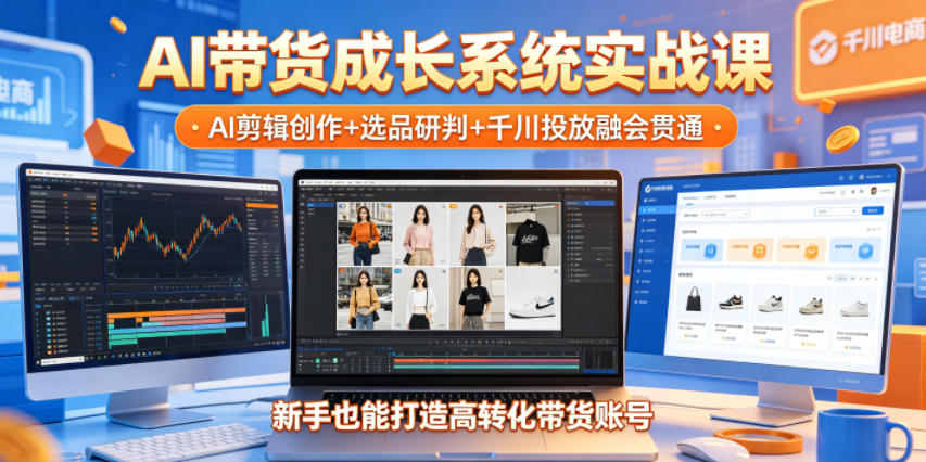 AI带货成长系统实战课，AI剪辑创作+选品研判+千川投放融会贯通，新手也能打造高转化带货账号(更新2026年)-资源后花园